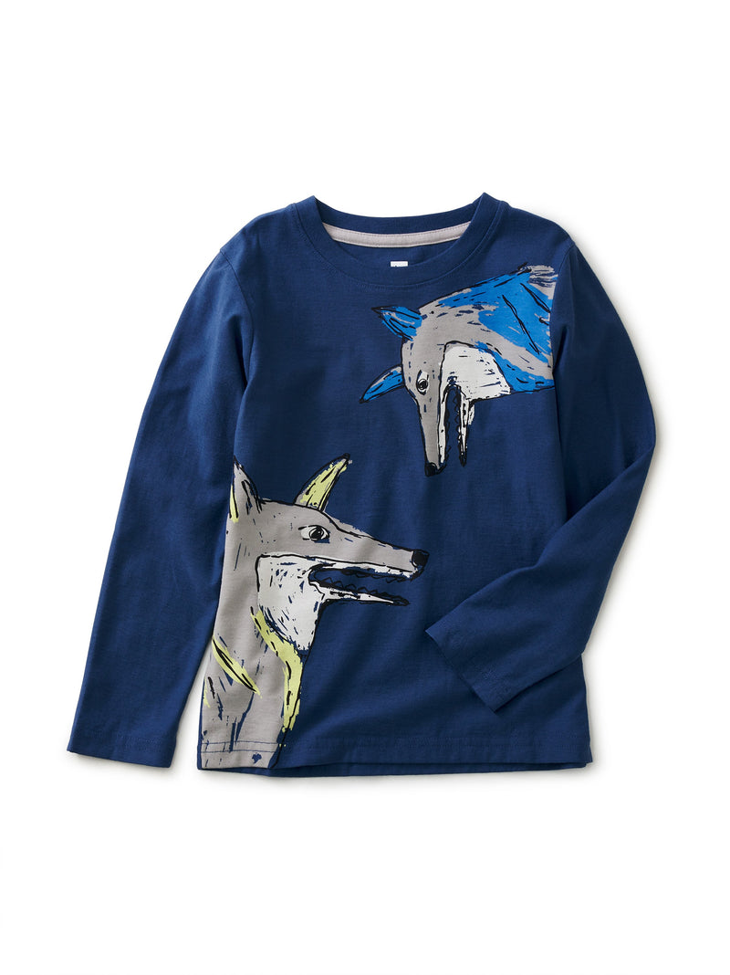 Wolf Howl Graphic Tee in Regatta Blue - View 1