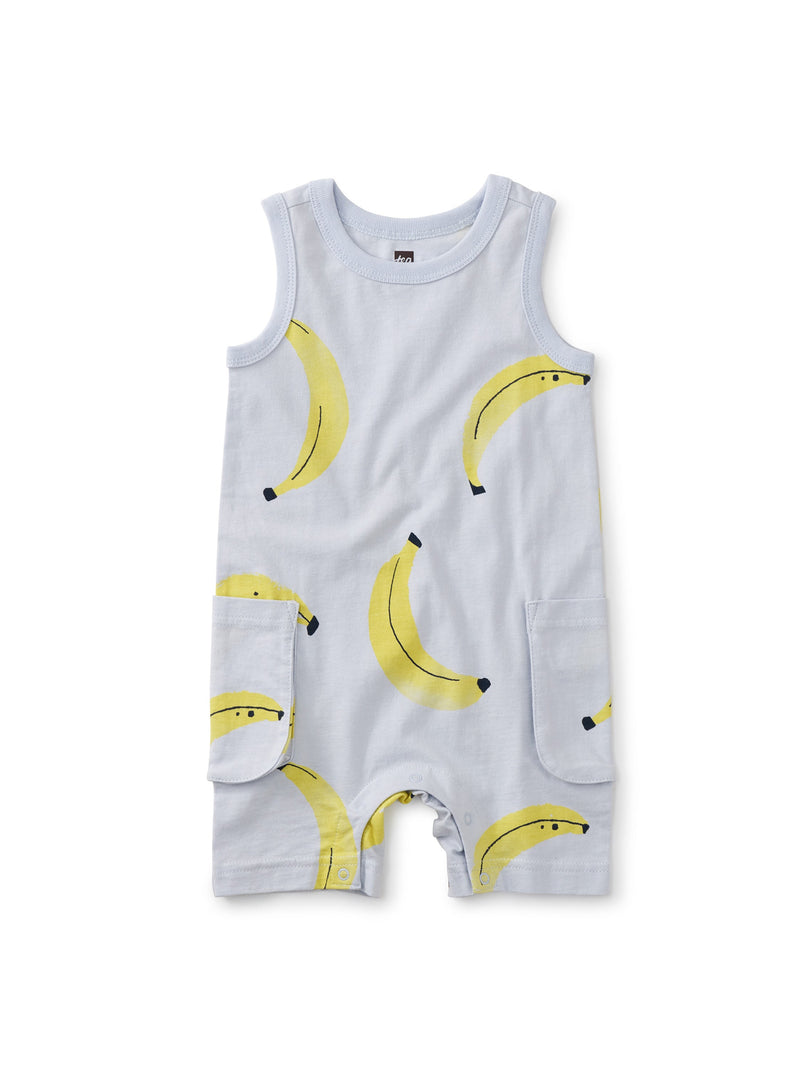 Cargo Pocket Tank Baby Romper in Bananarama - View 1