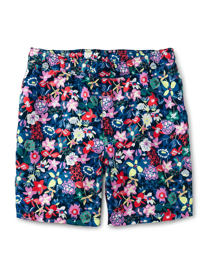 Adult Swim Trunks in Caribbean Wildflowers In Blue - View 1