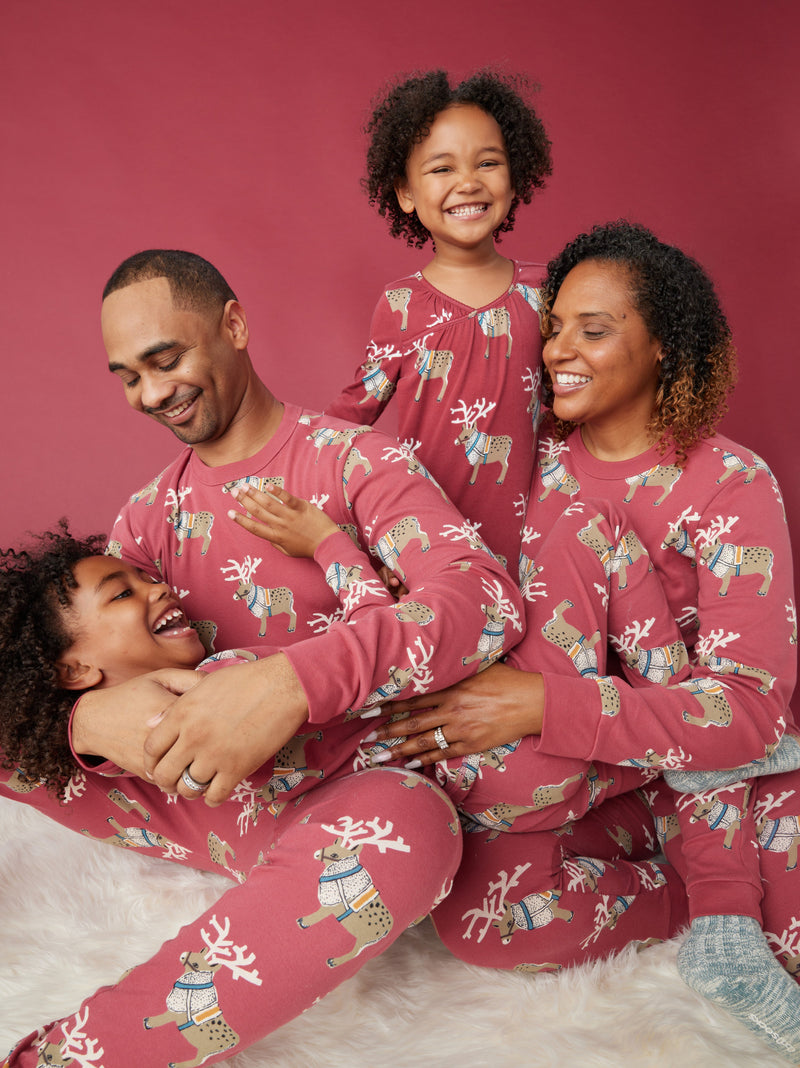 Adult Pajama Top in Swedish Reindeers - View 2