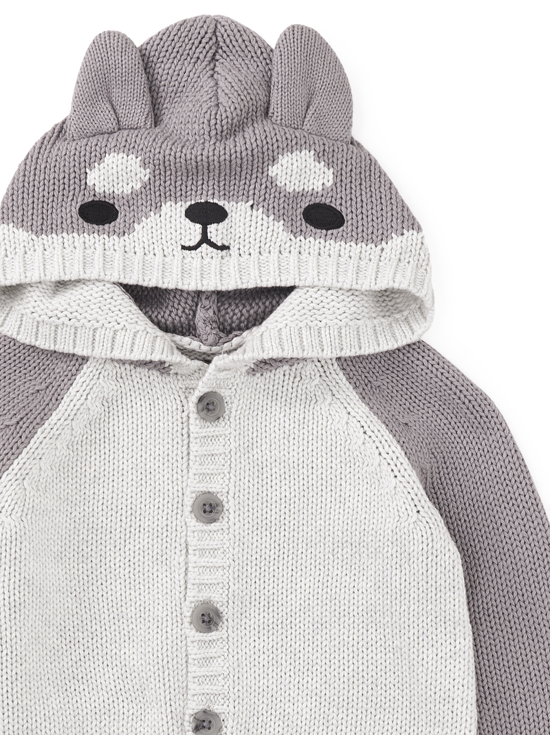Husky Ears Baby Cardigan in Light Grey Heather - View 2