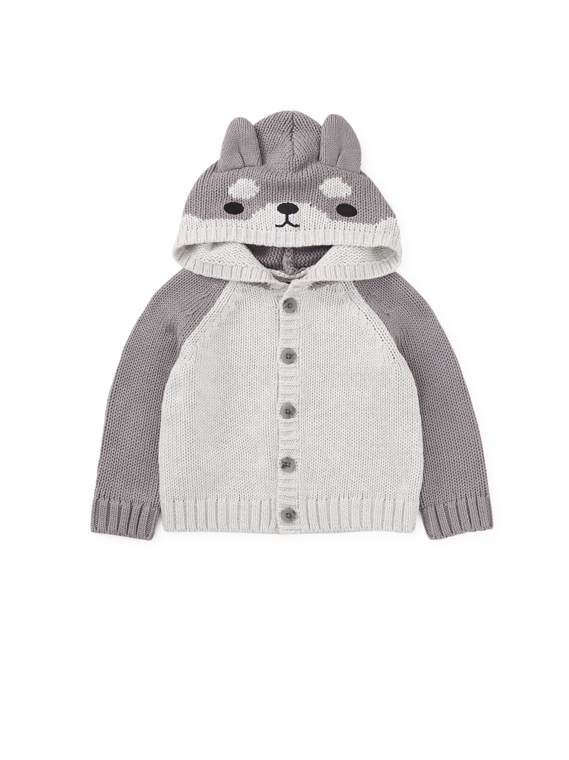 Husky Ears Baby Cardigan in Light Grey Heather - View 1