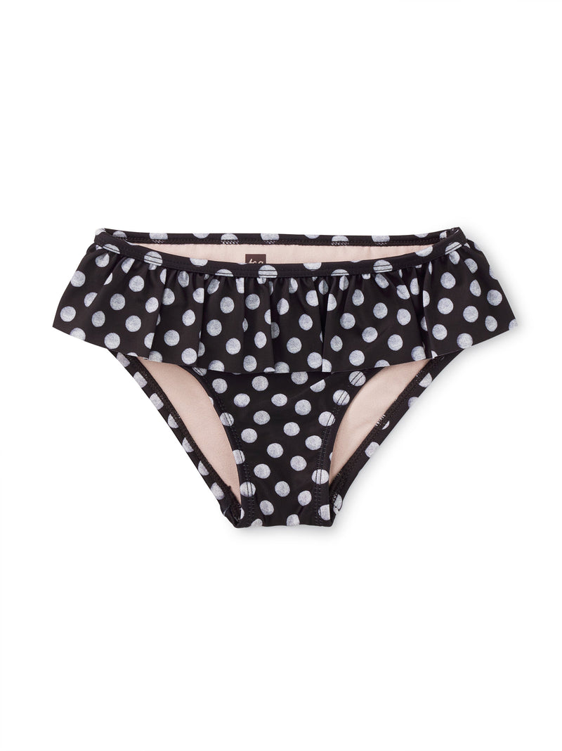 Ruffled Bikini Bottoms in Polka Dots In Black - View 1