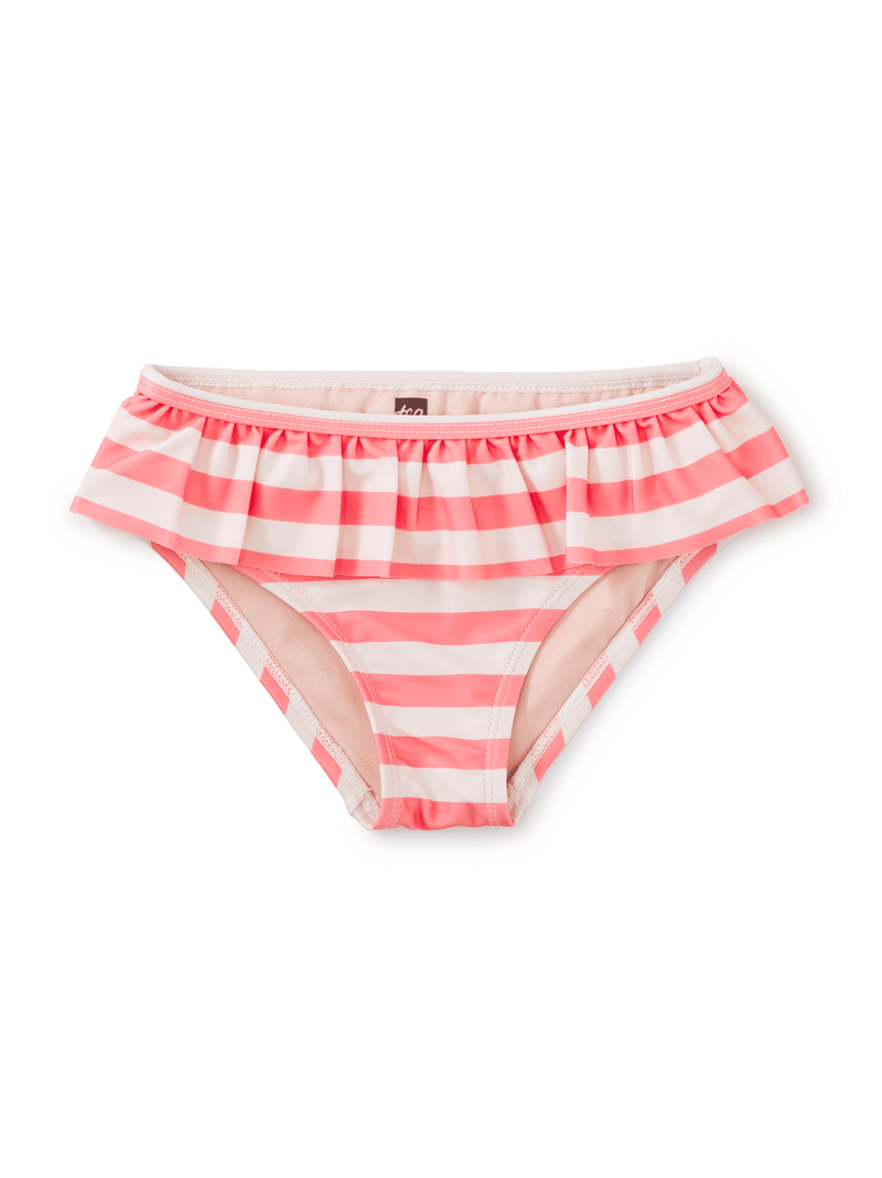 Ruffled Bikini Bottoms in Swim Stripe In Bubble Gum - View 1