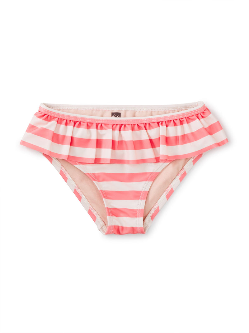 Ruffled Bikini Bottoms in Swim Stripe In Bubble Gum - View 1