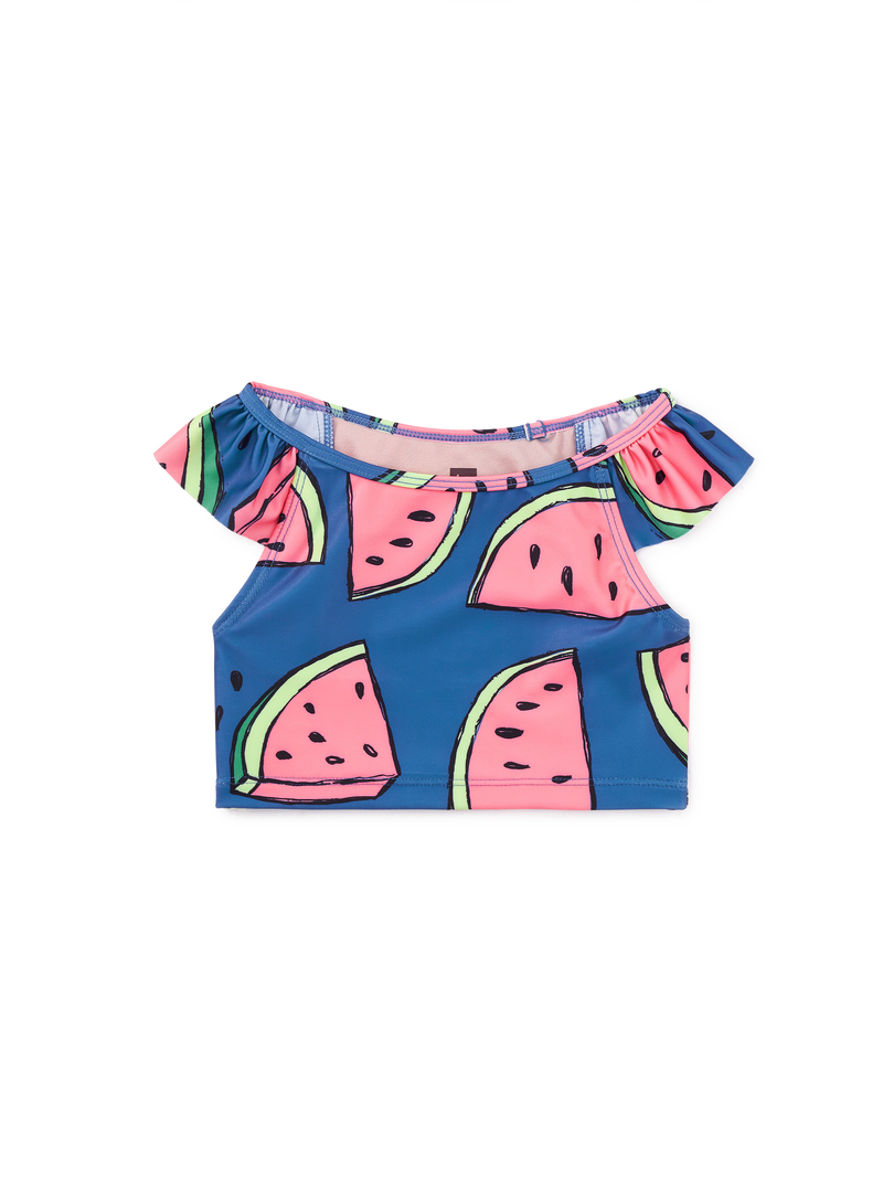 Ruffle Sleeve Tankini Swim Top in Watermelons - View 1