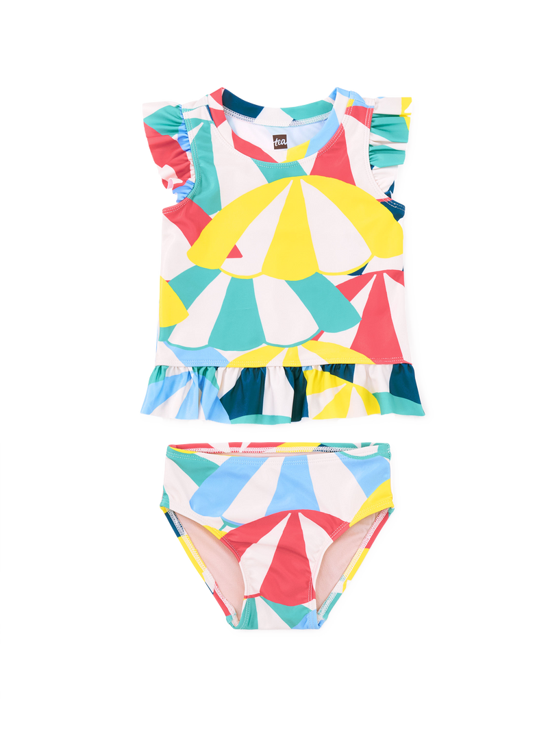 Short Sleeve Baby Swim Set in Beach Umbrellas - View 1
