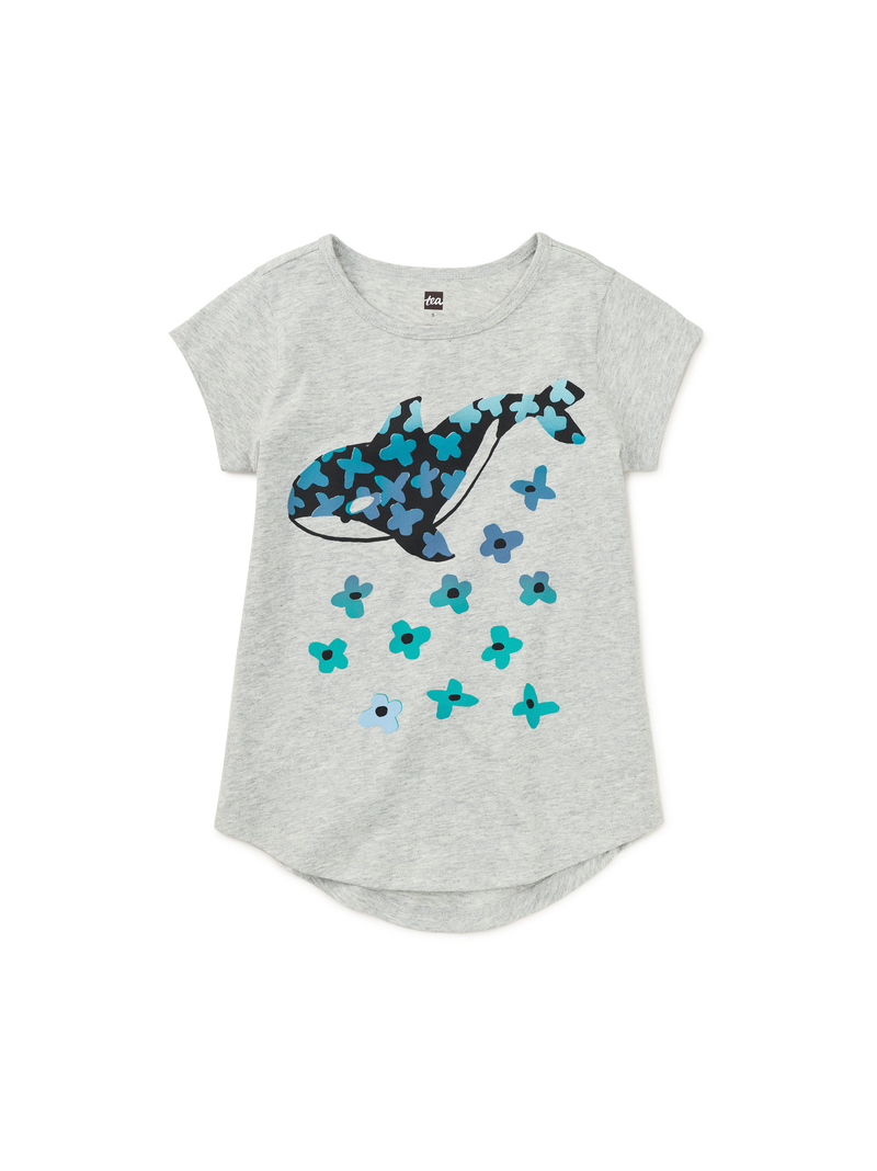 Orca Whale Graphic Tunic Top in Light Grey Heather - View 1