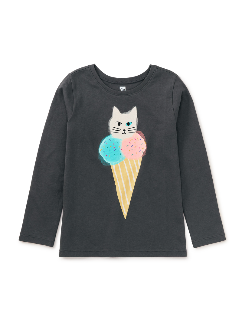 Ice Cream Cat Graphic Tee in Pepper - View 2