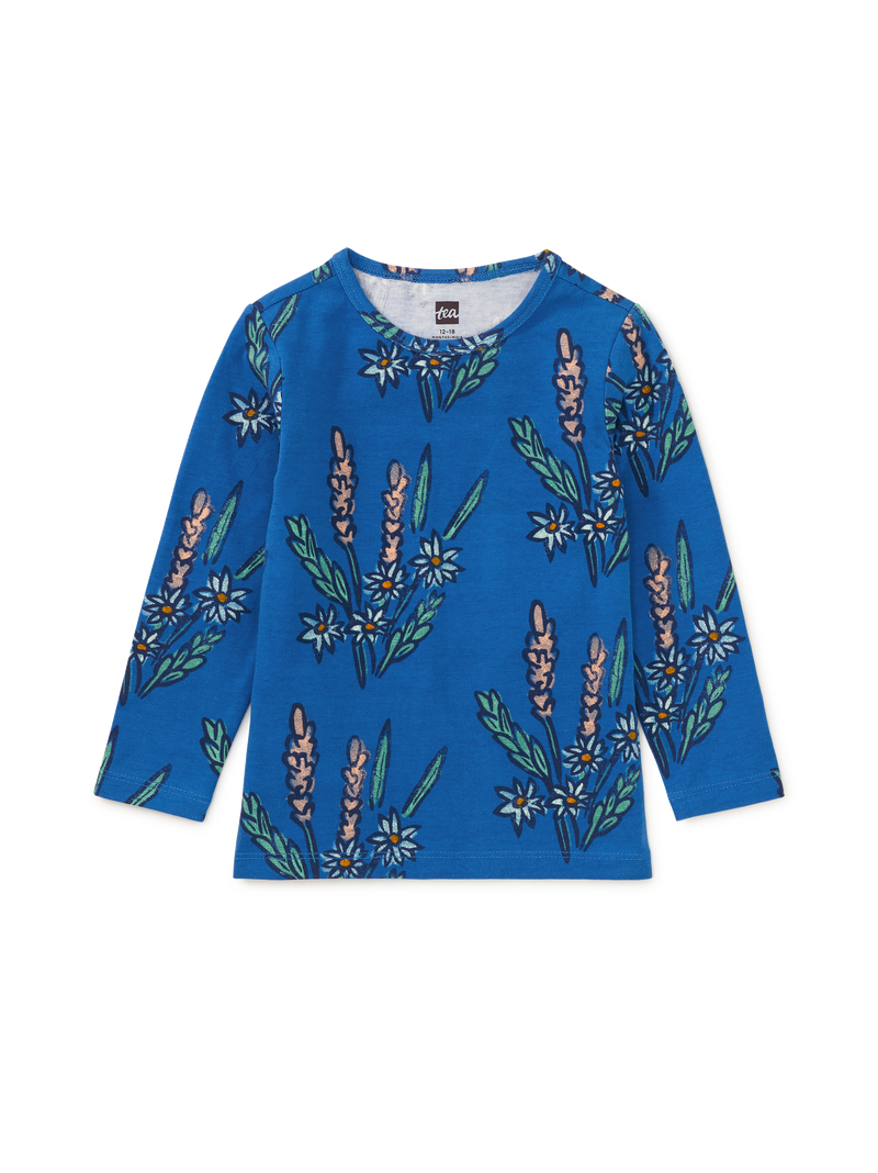 Printed Slim Long Sleeve Top in Vintage Block Print Floral - View 2