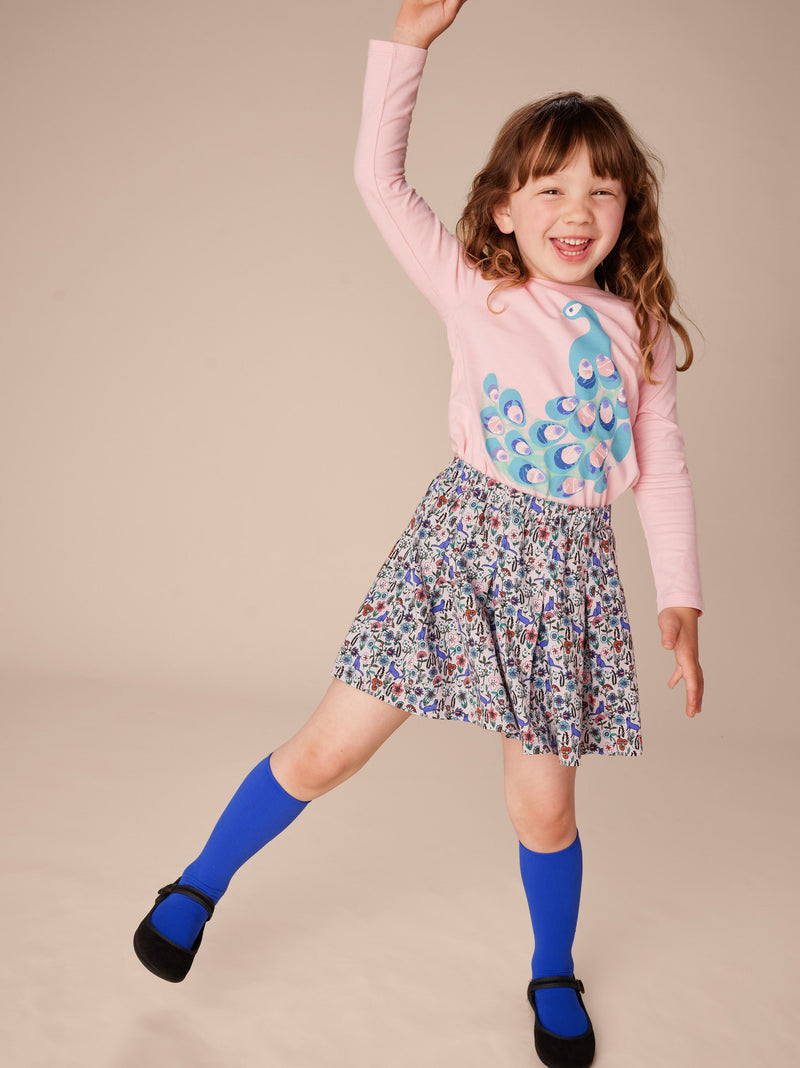 Pleated Jersey Skirt in Kitty Ditsy - View 2