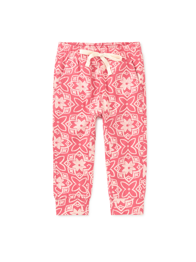 Printed Stretchy Everyday Jogg in Geometric Floral Tile - View 2