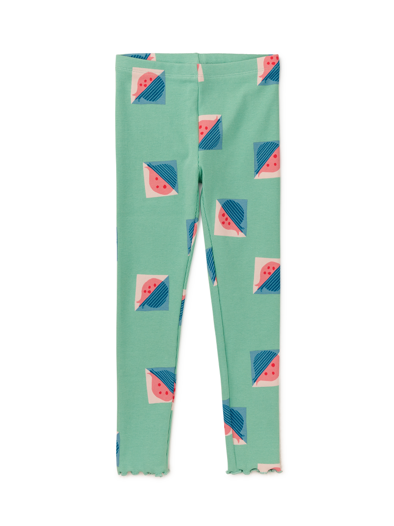 Printed Ribbed Leggings in Modern Pomegranate Print - View 2