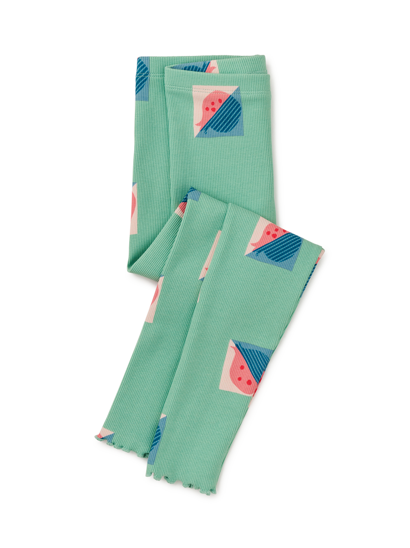 Printed Ribbed Leggings in Modern Pomegranate Print - View 1