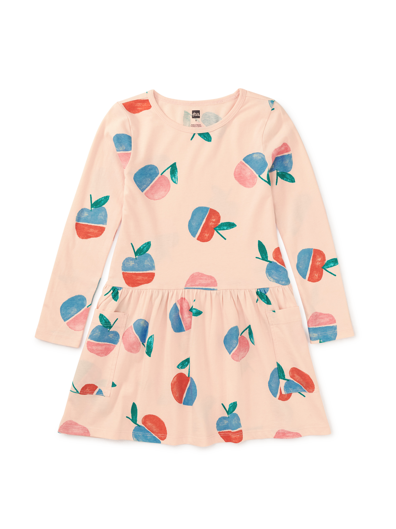 Long Sleeve Pocket Dress in Apple Slices - View 1