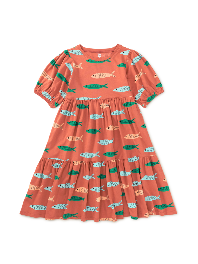 Flowy Tiered Midi Dress in School Of Anchovies - View 1