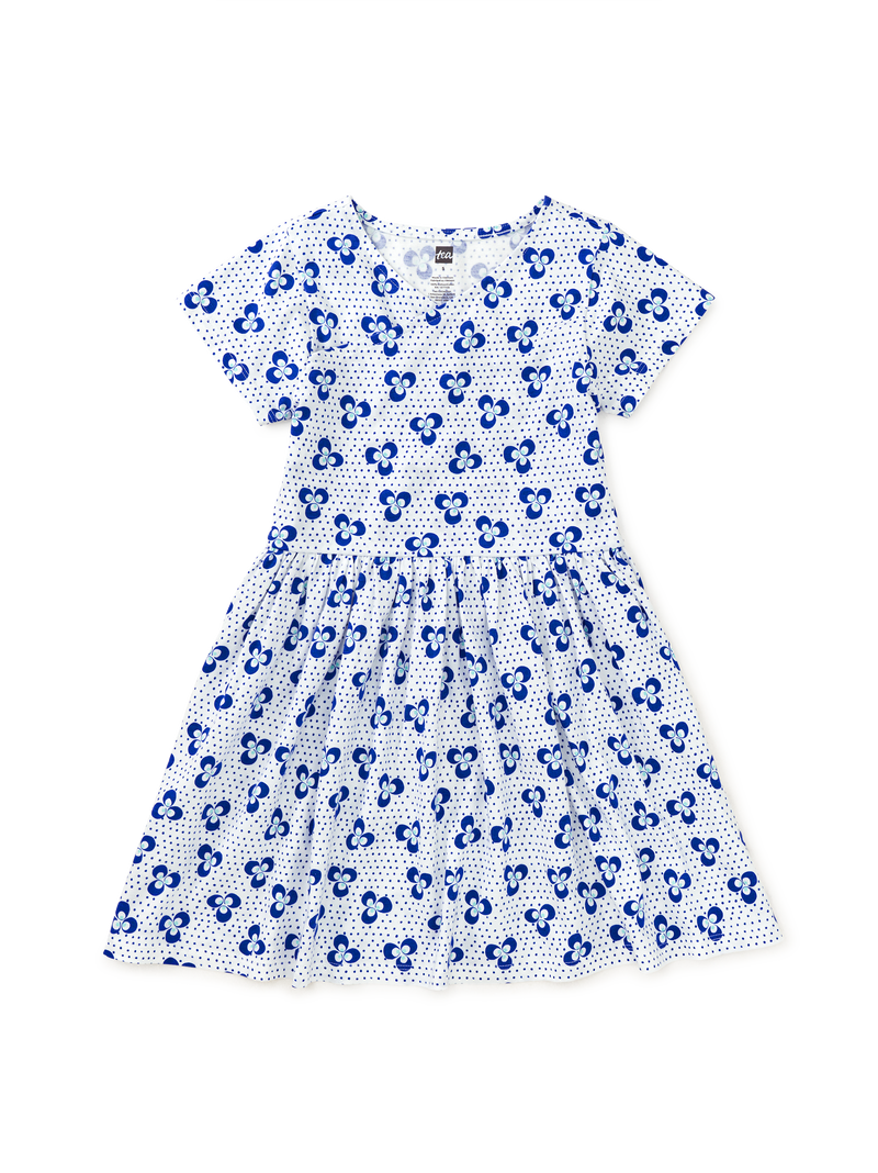 Short Sleeve Wrap Neck Dress in Nazar Boncuk Dots - View 1