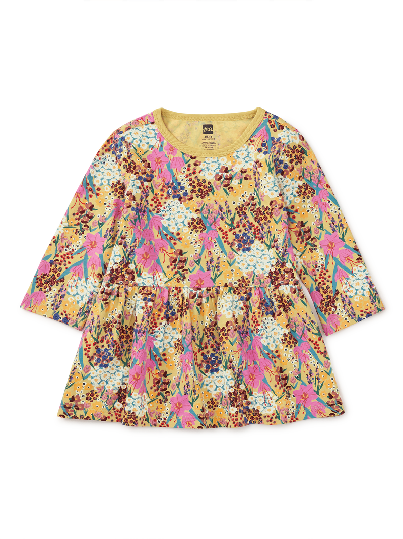 Long Sleeve Skirted Dress in Wild Saffron Floral - View 2