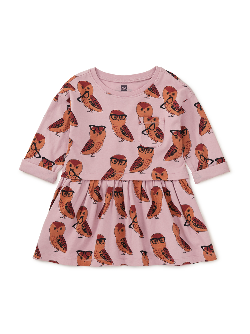 Printed Pocket Play Dress in All Knowing Owl - View 2