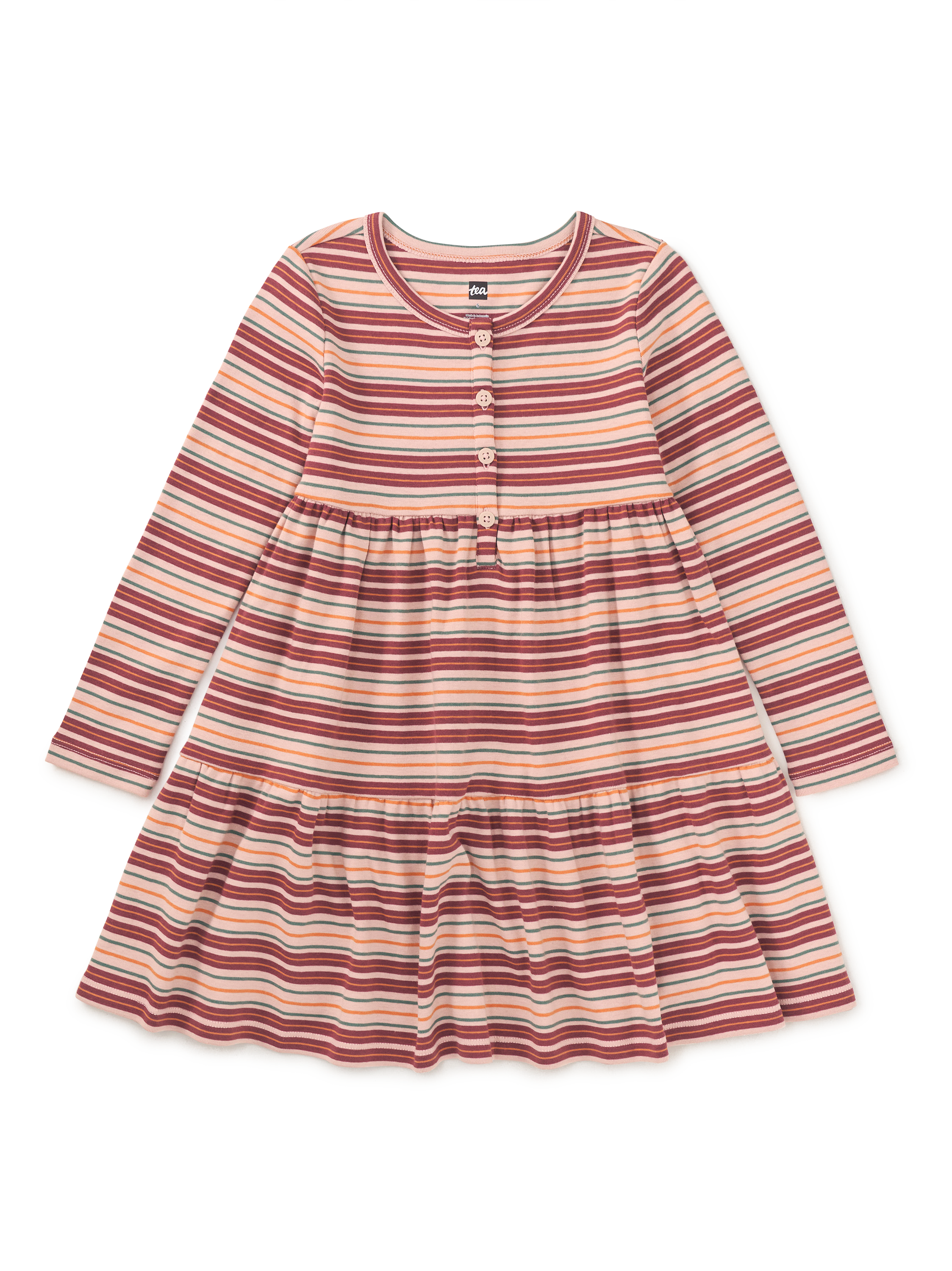 Long Sleeve Tiered Henley Dres