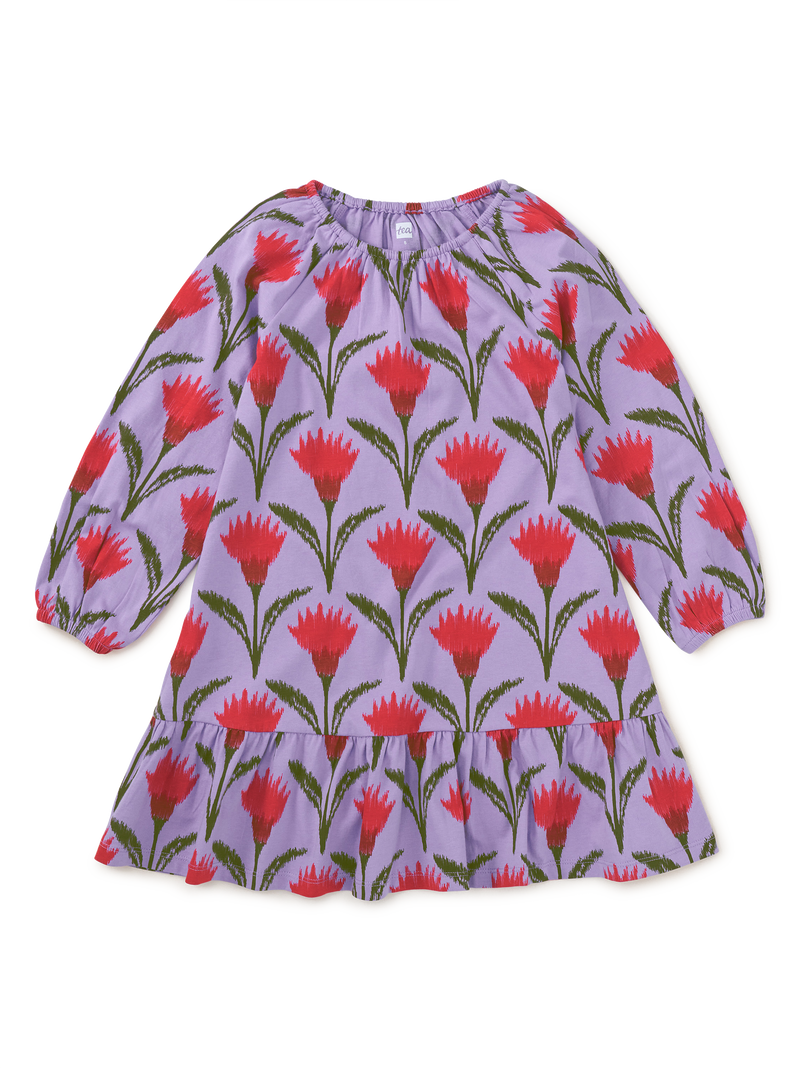Blouson Sleeve Dress in Ikat Thistle - View 1