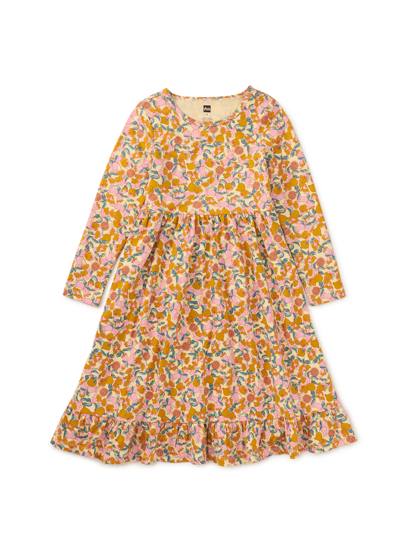 Ruffle Hem Maxi Dress in Royal Pomegranate Floral - View 1