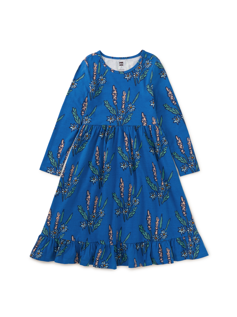 Ruffle Hem Maxi Dress in Vintage Block Print Floral - View 1