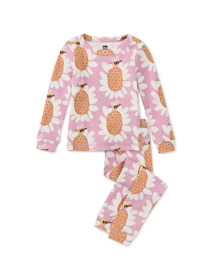 Goodnight Pajama Set in Honey Bee Sunflower - View 2