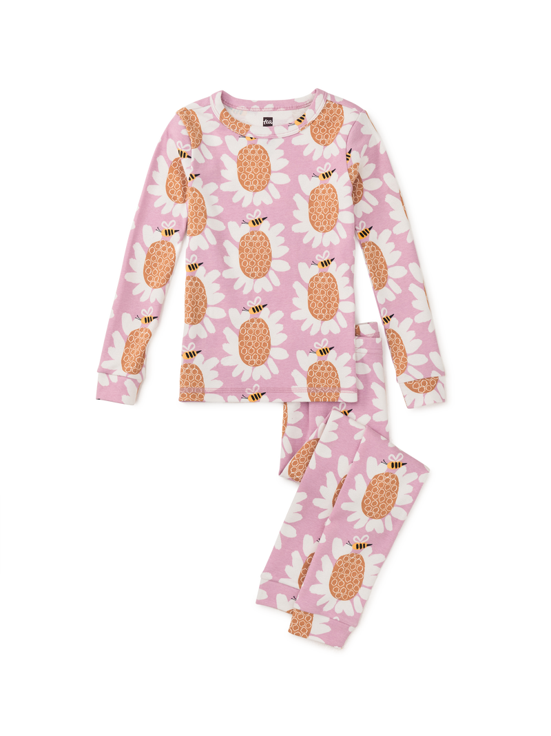 Goodnight Pajama Set in Honey Bee Sunflower - View 1