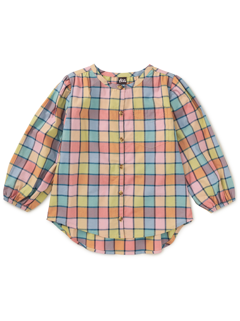 Long Sleeve Button-Up Tunic in Van Lake Plaid - View 1