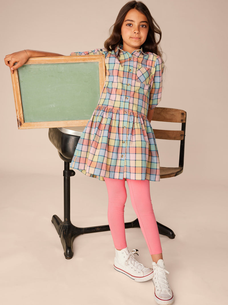 Collared Blouson Sleeve Dress in Van Lake Plaid - View 2