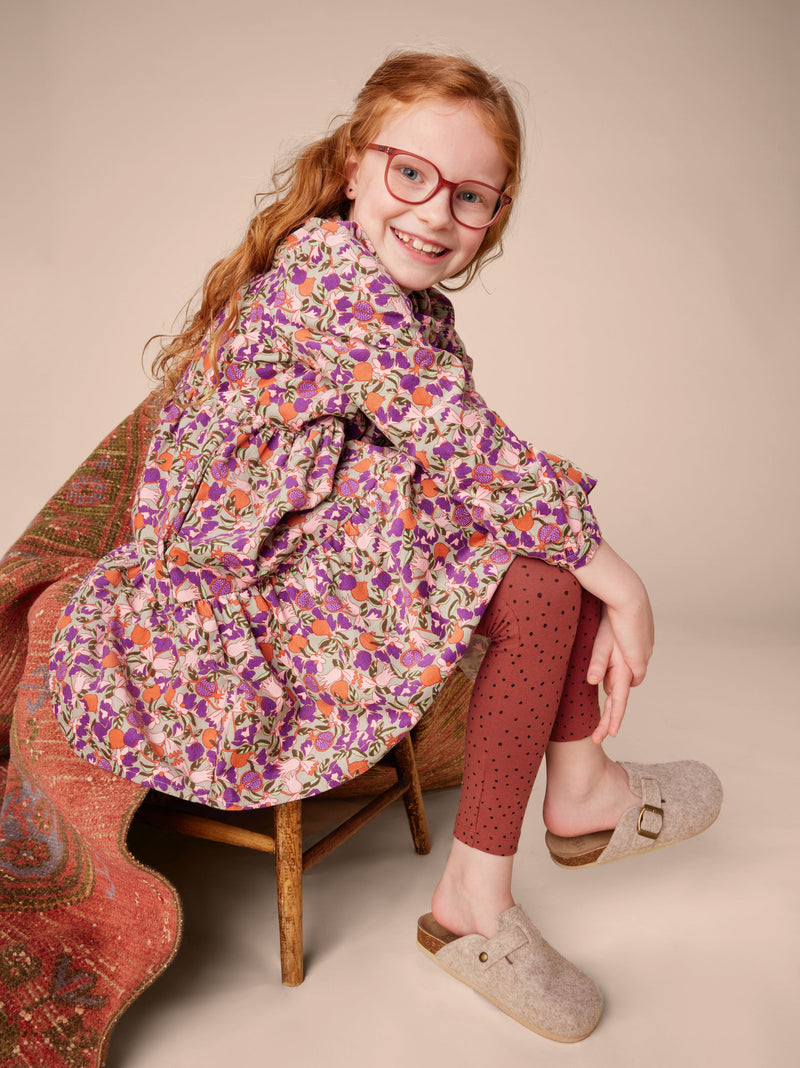Corduroy Henley Shirtdress in Royal Pomegranate Floral - View 2