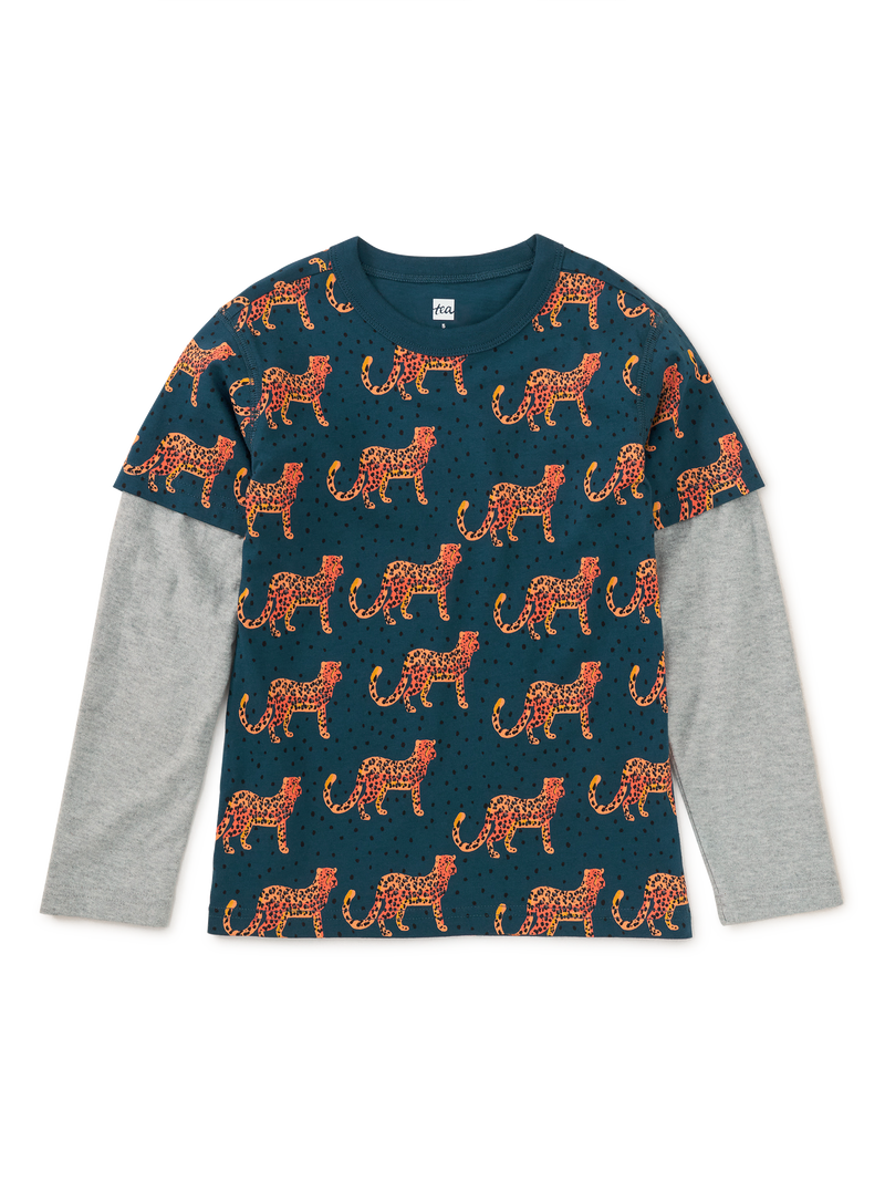 Printed Layered Sleeve Tee in Anatolian Leopards - View 1
