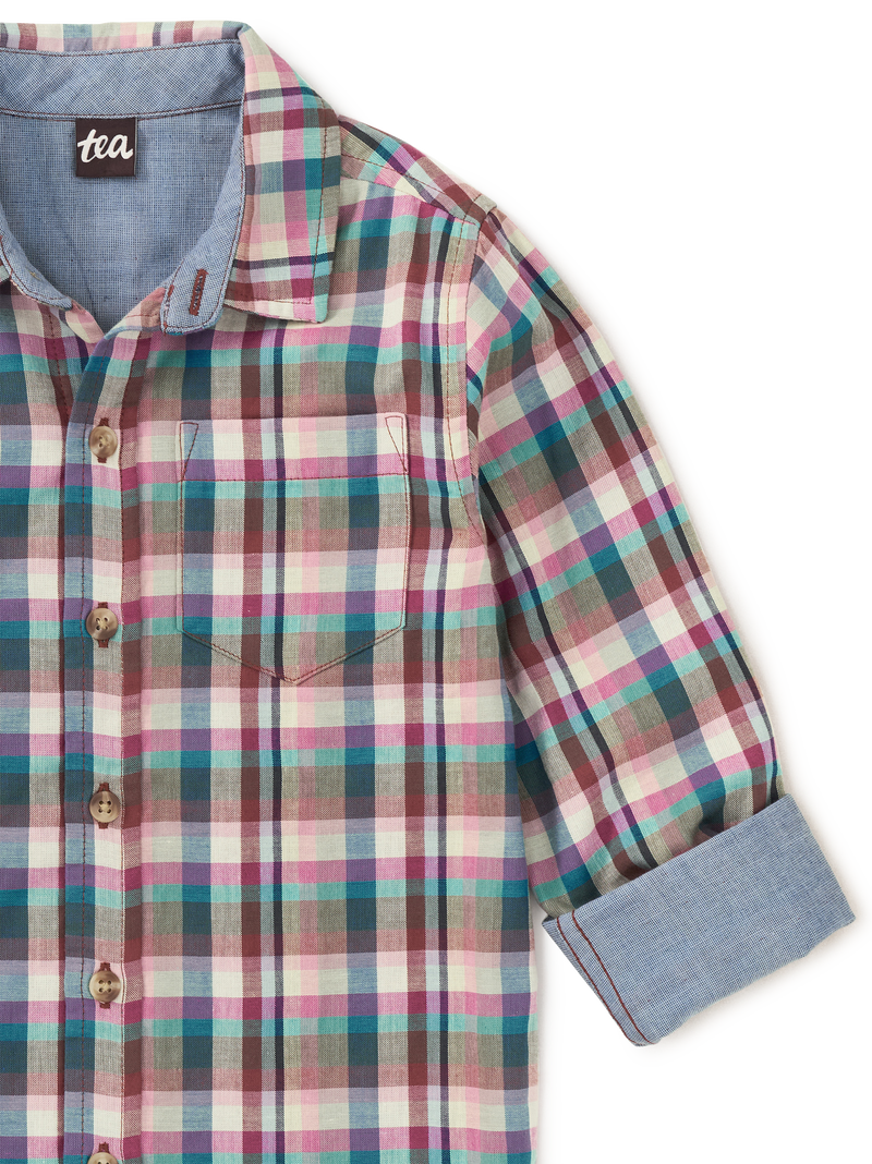Double Weave Plaid Button Up in Antalya Plaid - View 2