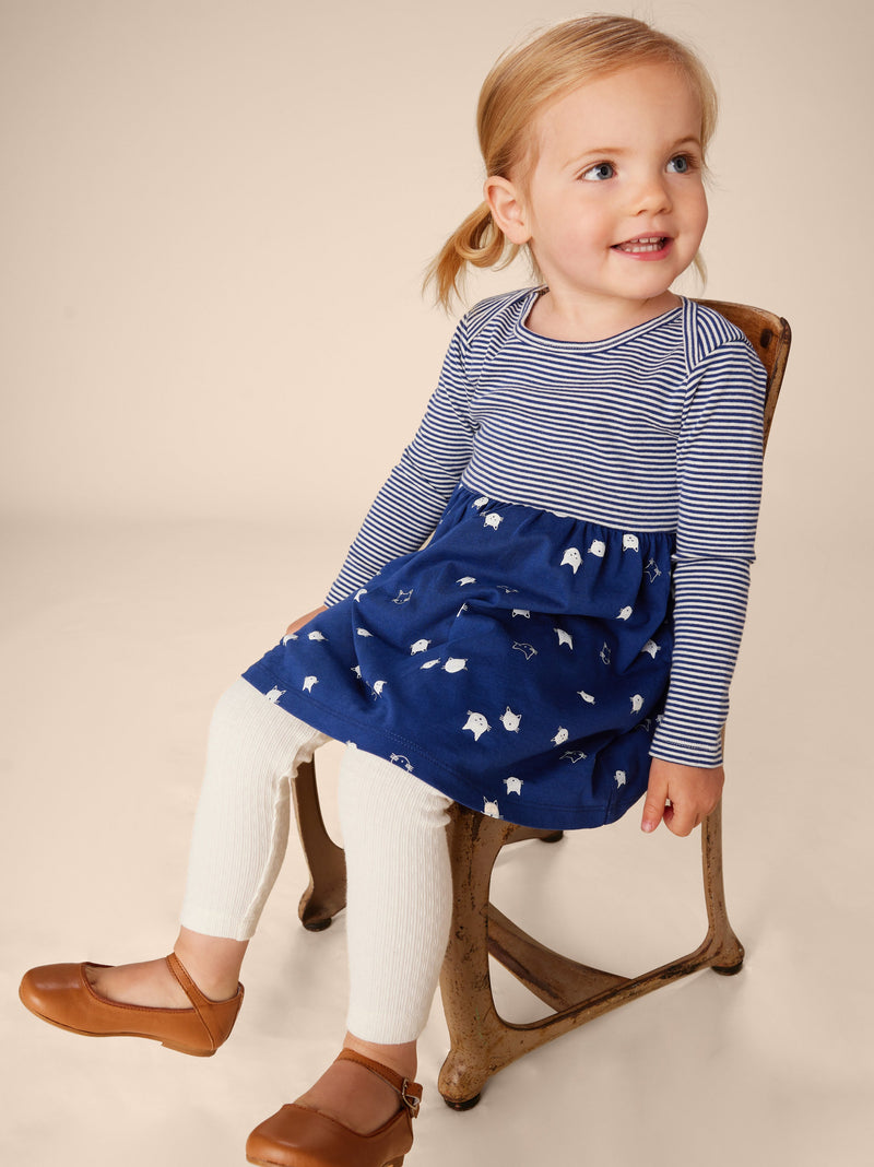 Print Mix Skirted Baby Dress in Floating Kitties - View 2