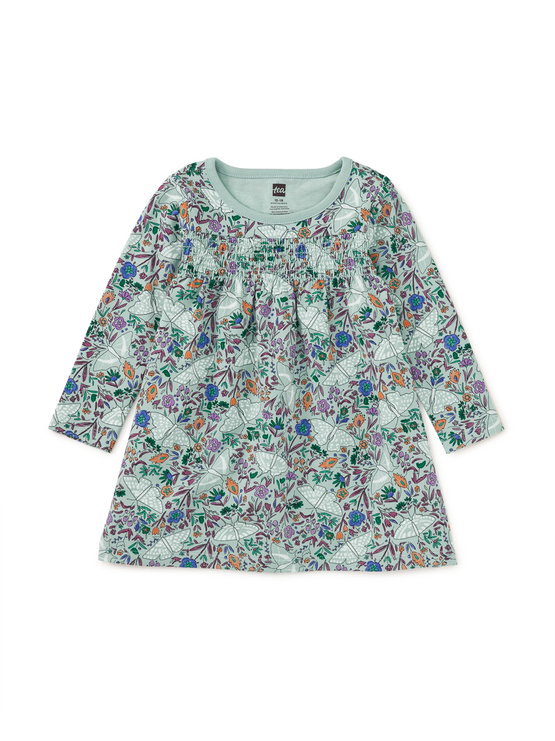 Smocked Empire Baby Dress in Iznik Moth Floral - View 1