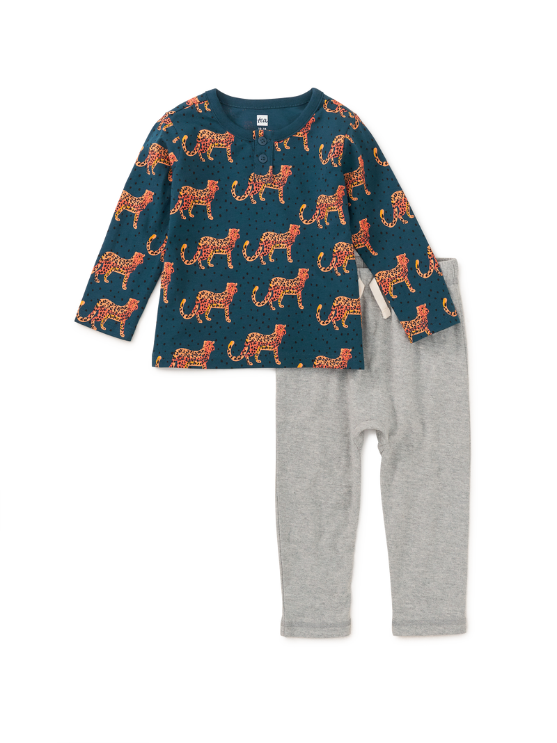 Henley Baby Set in Anatolian Leopards - View 1