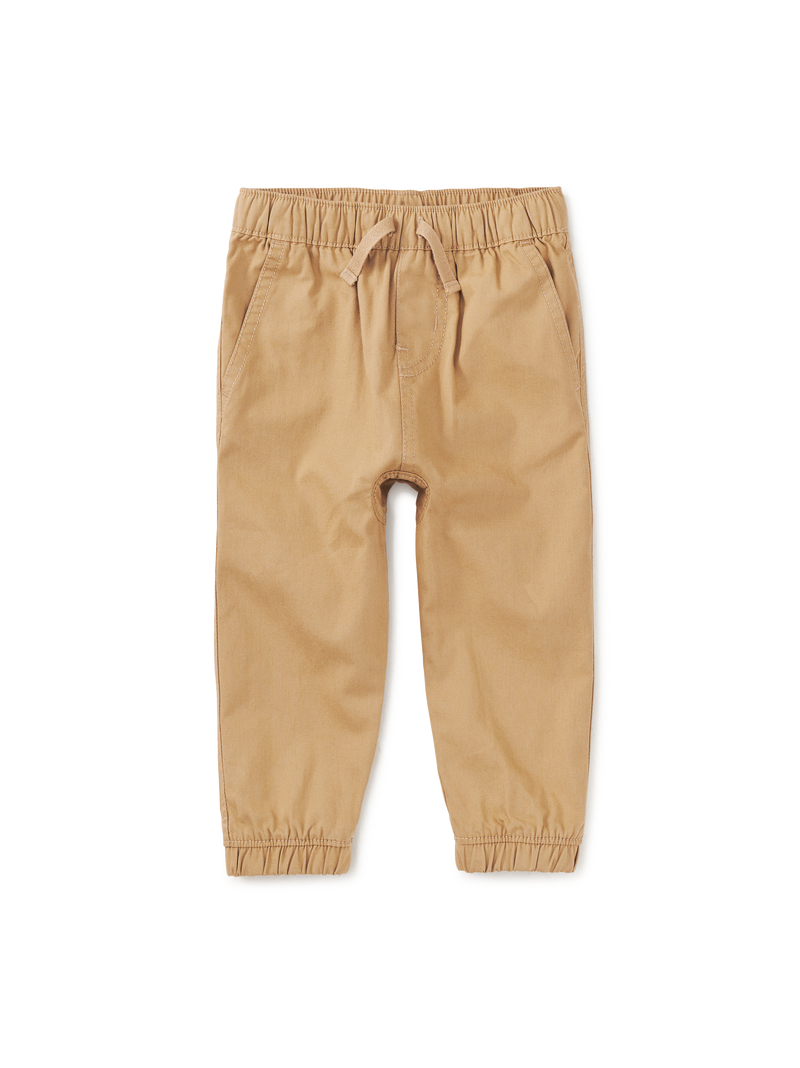 Woven Baby Joggers in Dune Grass - View 1