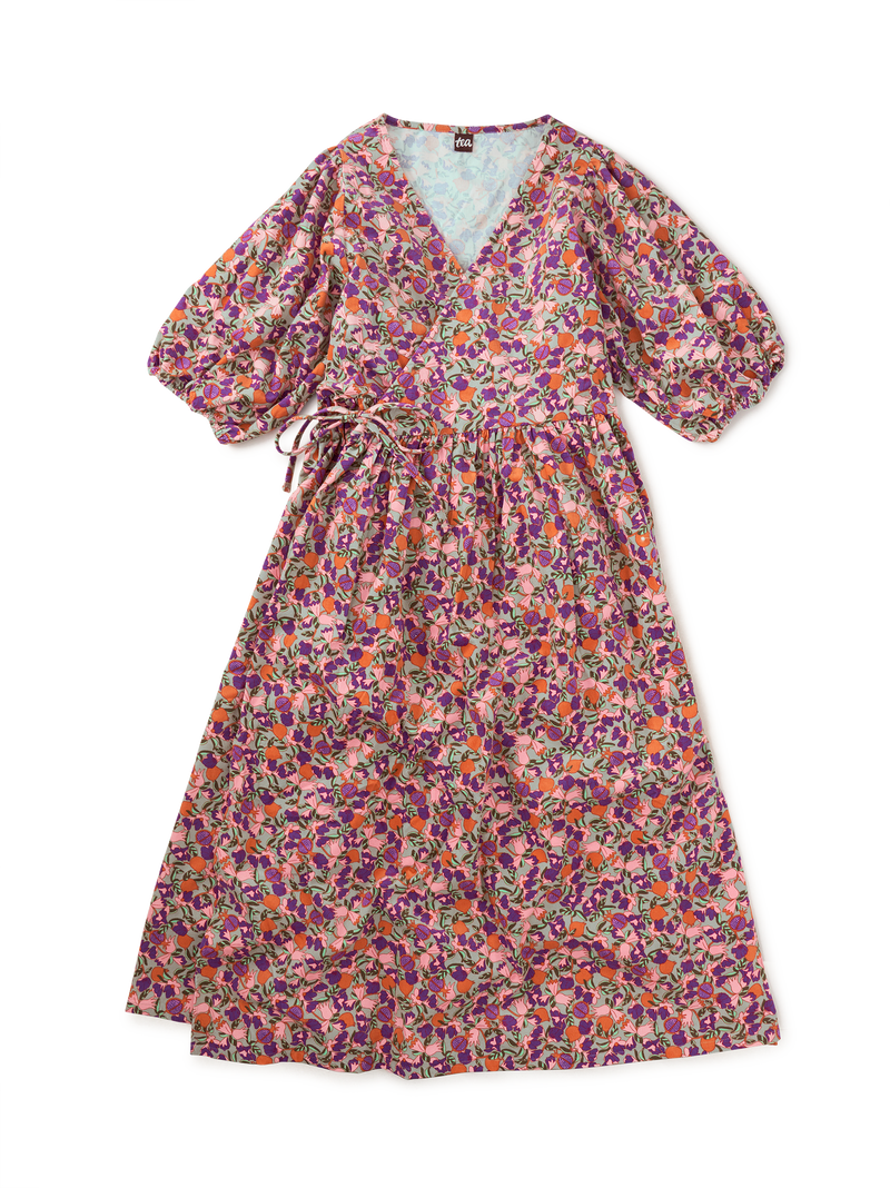 Adult Tie Wrap Dress in Royal Pomegranate Floral - View 1