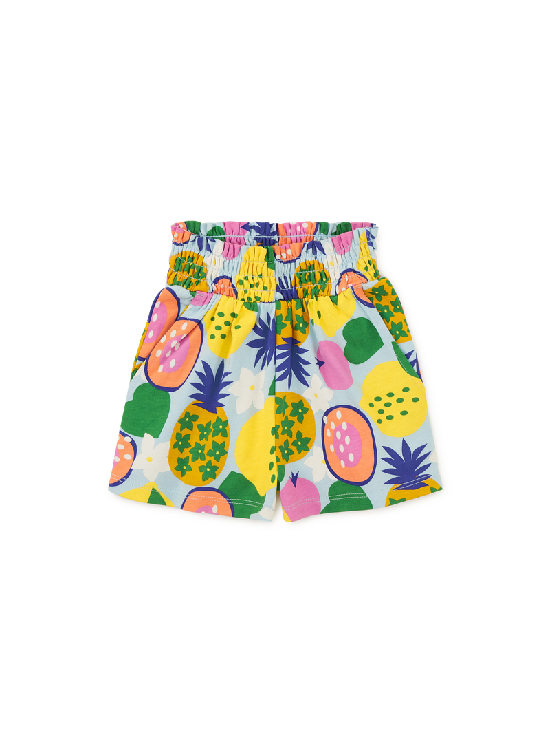 Paperbag High-Waist Shorts in Tropical Fruits - View 2