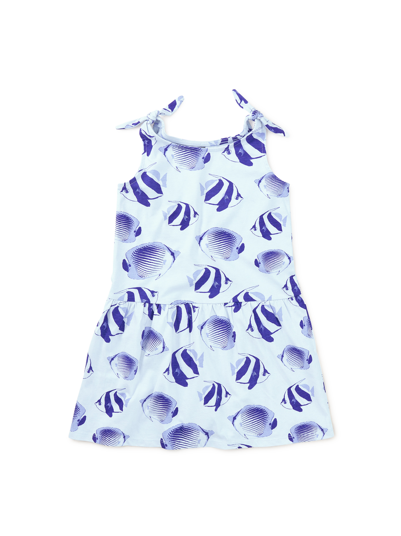 Tie Shoulder Drop Hem Dress in Angelfish - View 1