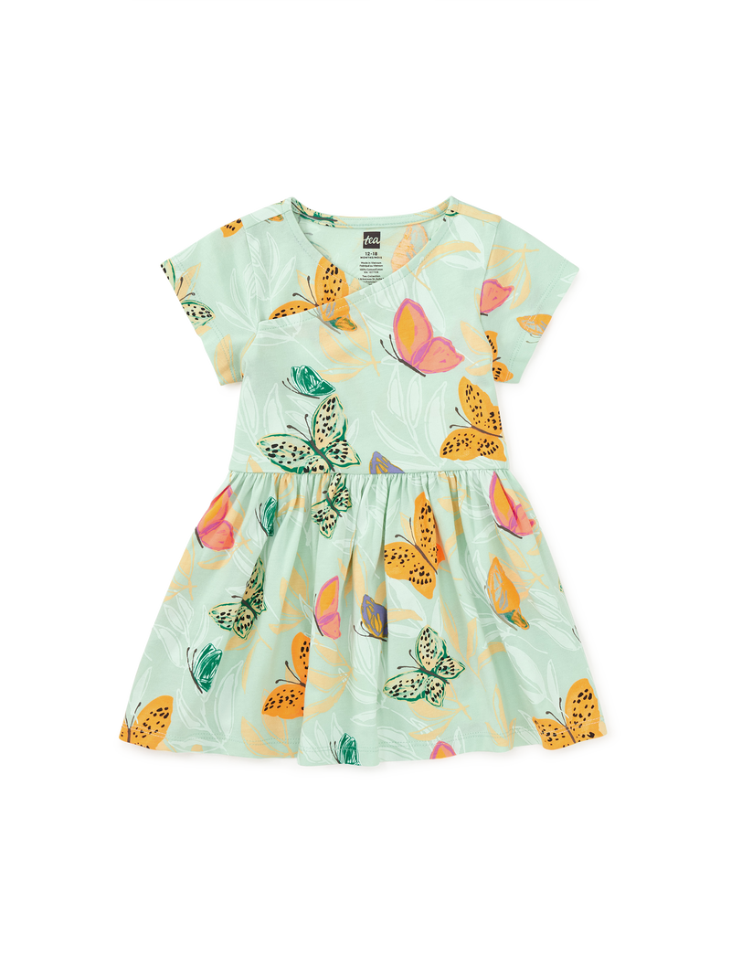 Short Sleeve Wrap Neck Dress in Mariposa And Flora - View 2