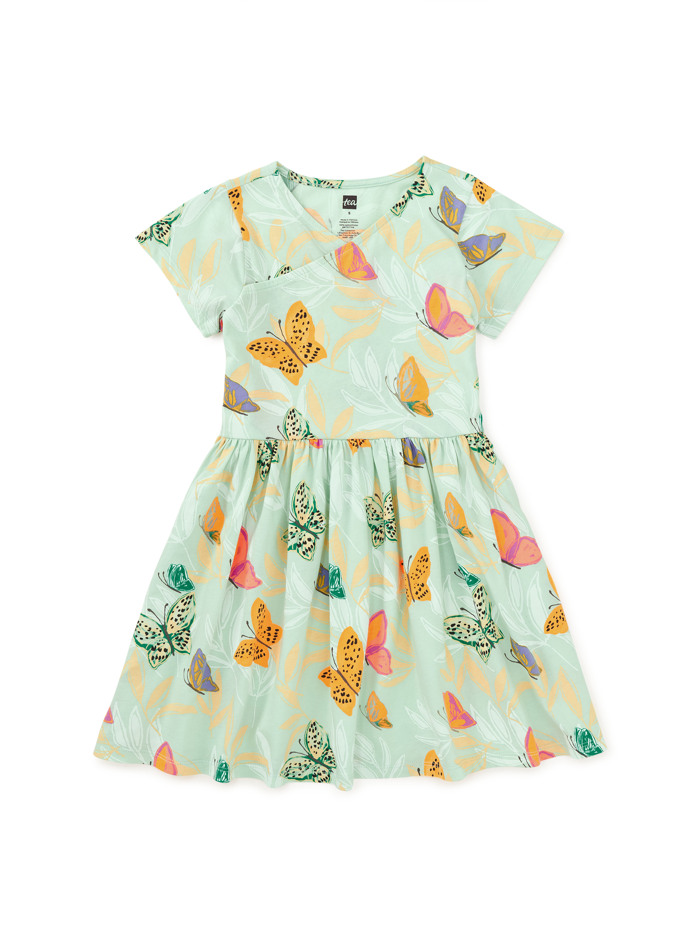 Short Sleeve Wrap Neck Dress