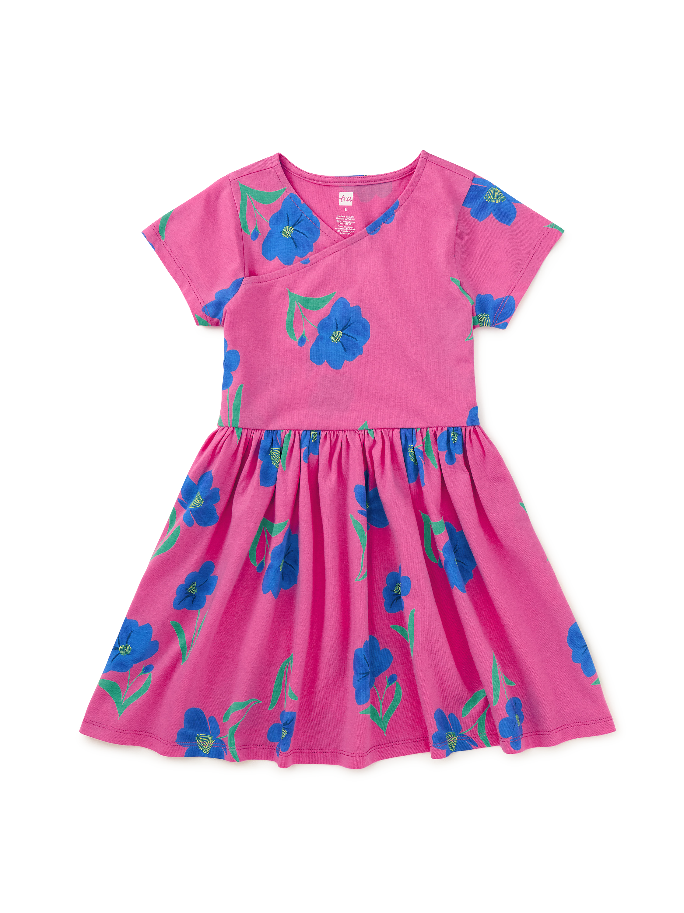 Short Sleeve Wrap Neck Dress