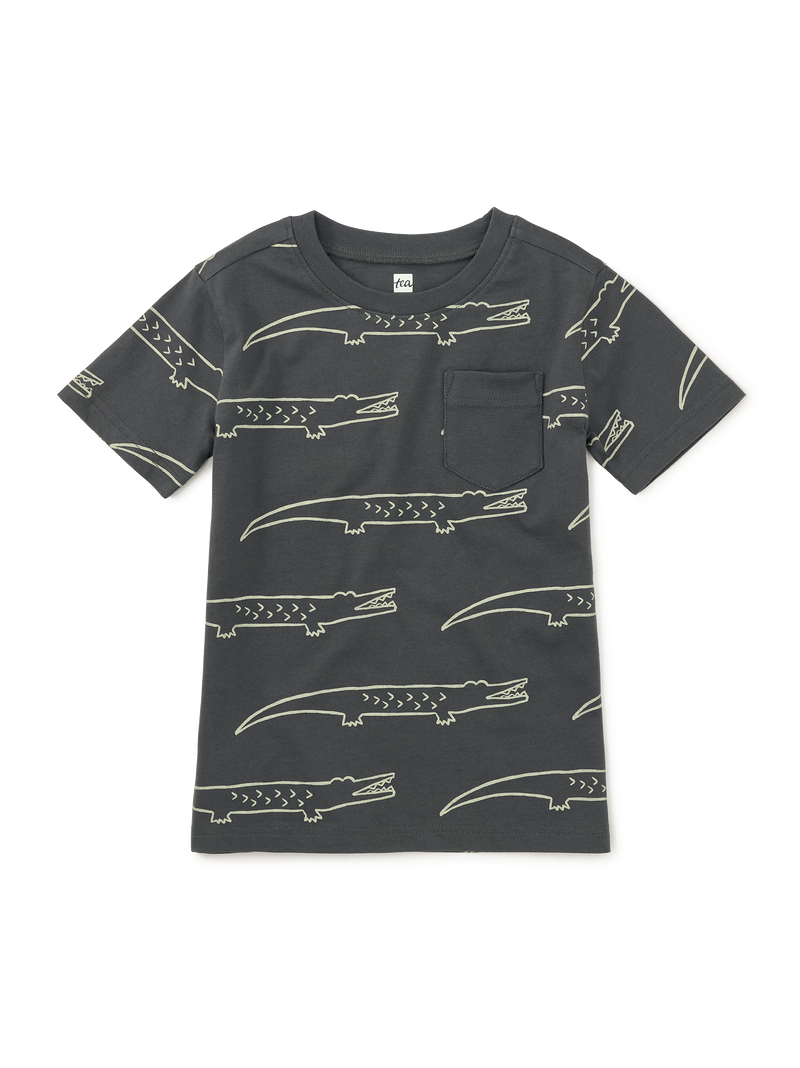 Printed Pocket Tee in Nile Crocodiles - View 1