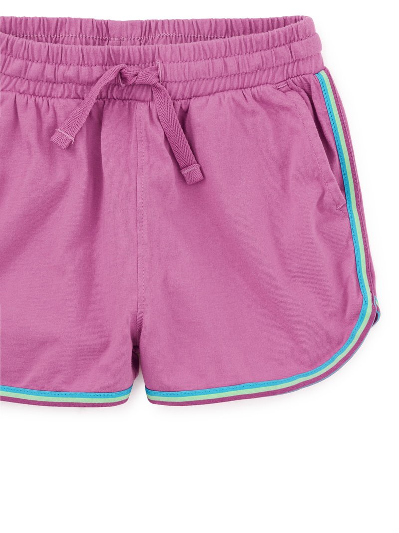 Rainbow Binding Track Shorts in Mulberry - View 2