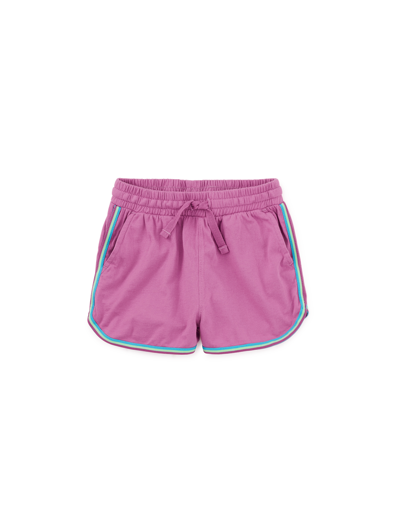 Rainbow Binding Track Shorts in Mulberry - View 1
