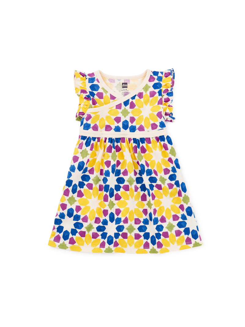 Wrap Neck Dress in Porto Mosaic - View 2