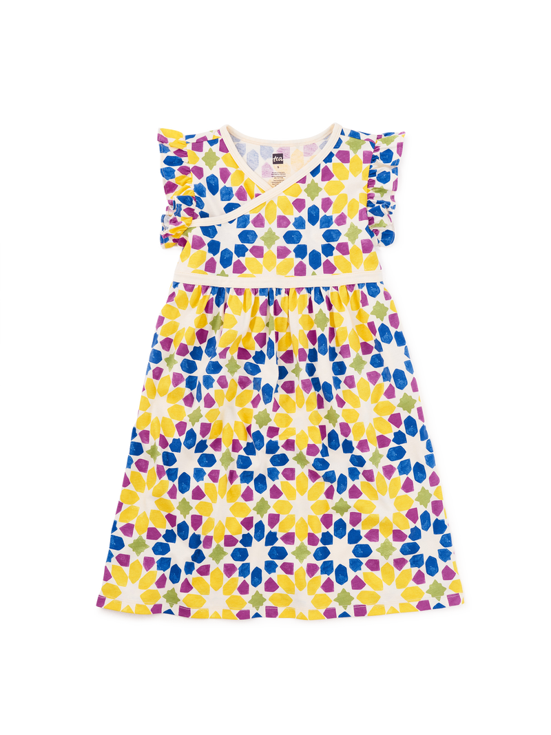 Wrap Neck Dress in Porto Mosaic - View 1