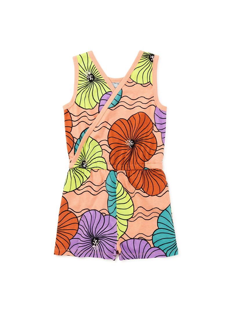 Reversible Wrap Romper in Leso Hibiscus - View 2